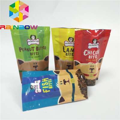 Resealable aluminium foil zip lock bags stand up plastic rice chips packaging bags smell proof pet dog/cat treat bags