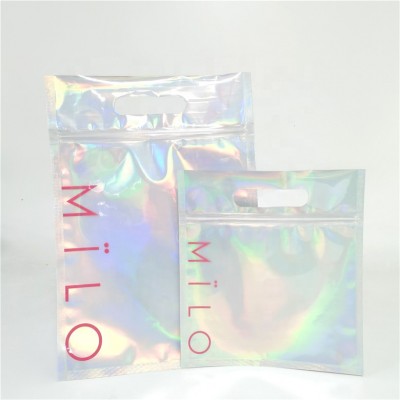 Holographic Mylar Bags Three Side Sealed Bag Iridescent Mylar Plastic Ziplock Bag