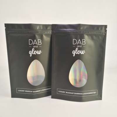 Holographic Sachet Laminated Plastic Bag with Clear Window for Body Scrub Packaging Bag