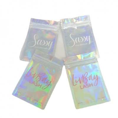 Digital Printing Cosmetic Sample Sachet Holographic Pouch with Clear Window