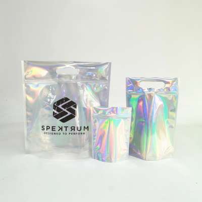 Custom Printed Hologram Stand Up Zipper Bag Resealable Holographic Mylar Bag with Laser Aluminum Foil