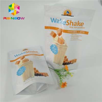 High quality food grade aluminum foil stand up bags ziplock mylar milk whey protein powder coconut meat packing pouch