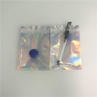 Aluminum Foil Mylar Bag Laser Line Cosmetic Makeup Iridescent Bag Small Holographic Sachets for Weeds