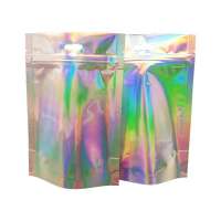 Popular resealable printed stand up  plastic mylar zip lock holographic zipper pouch bag